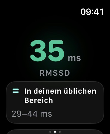Apple-Watch-Begleit-App: RMSSD-Wert im persönlichen Bereich